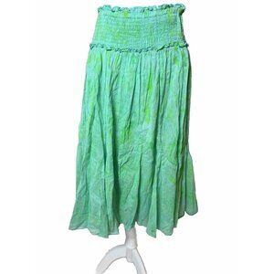 Anthropologie Chaudry KC -NEW- Boho Midi Skirt Green Lime Turquoise Small